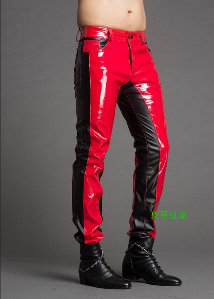 Men'S Fashion Pants 2025 - Pantaloni in pelle con cuciture moda