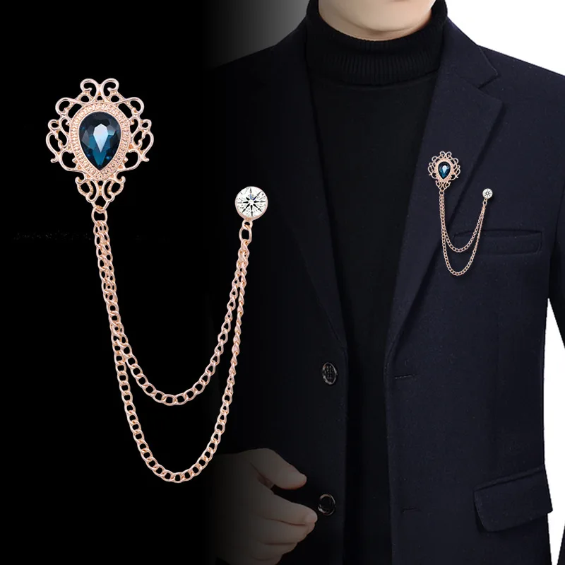 Men'S Fashion Accessories - Nuovo vintage nappa catena strass spilla