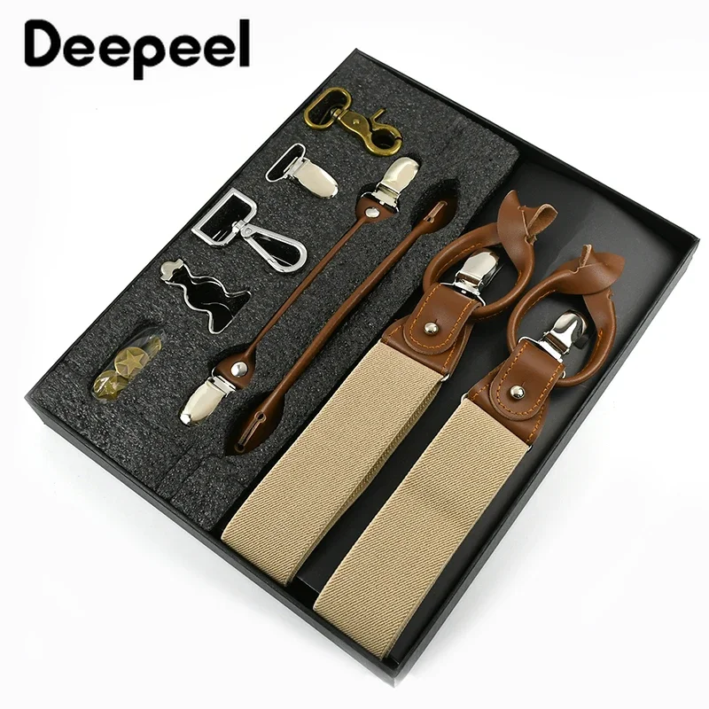 Suspenders Clip Men - Deepeel 1Set 3.5*125 centimetri Uomini D'affari