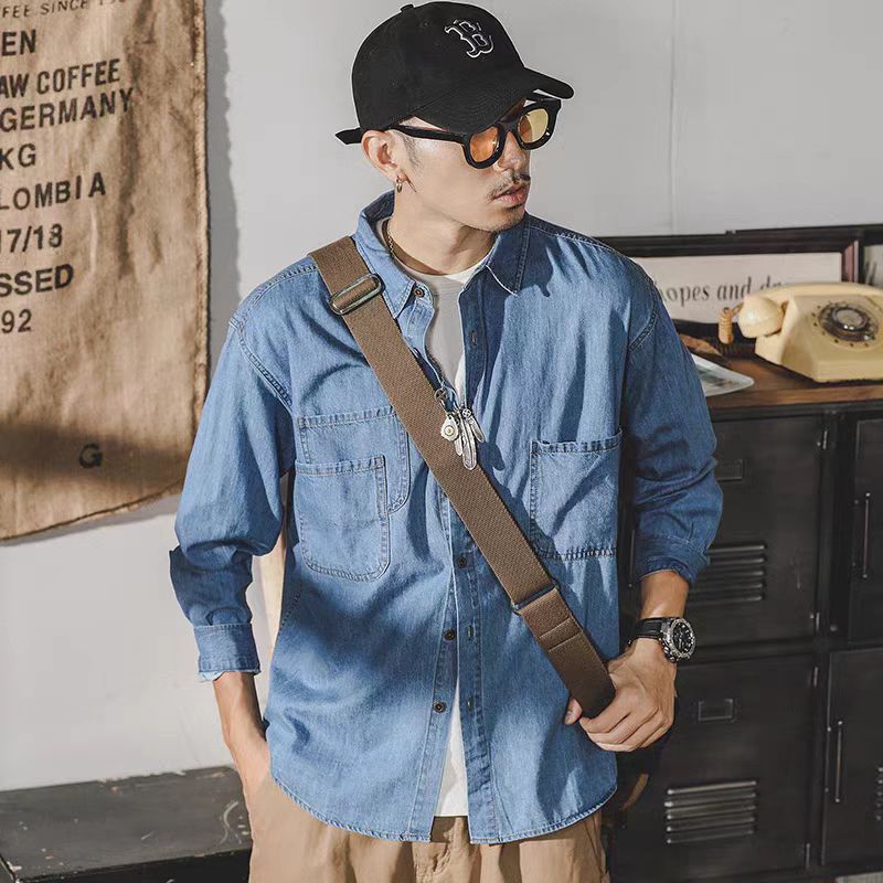 Mens Fashion Denim - Giacca di jeans retrò americana da