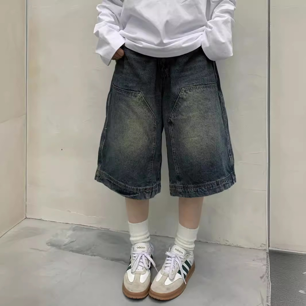 Mens Fashion Denim - Pantaloncini jeans larghi vintage Y2K da