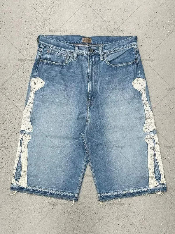 Mens Fashion Denim - Deeptown Y2k Vintage Harajuku Denim Shorts