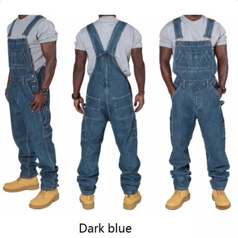 Mens Fashion Denim - Salopette in denim strappato da uomo
