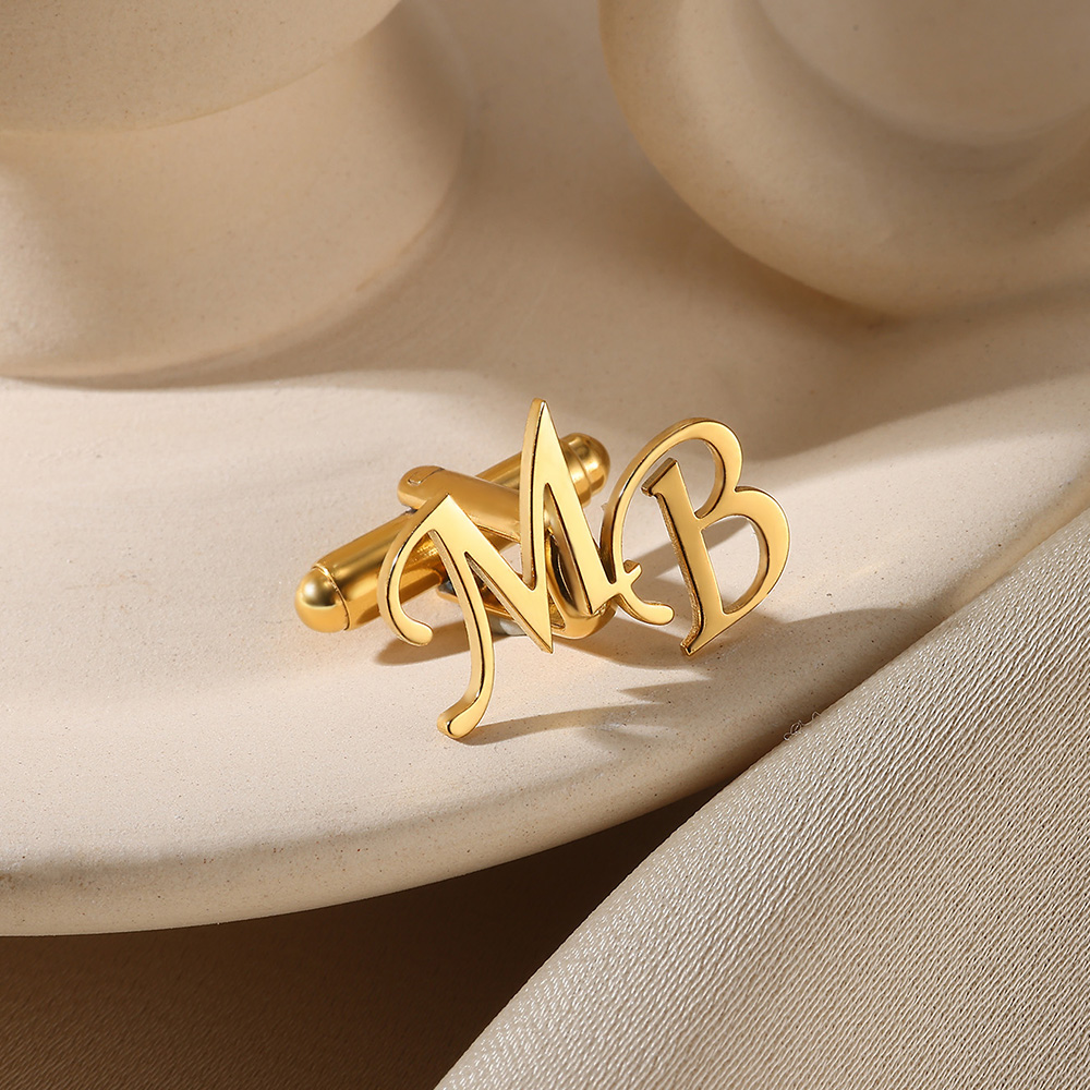Men'S Fashion Gold Chain - Gemelli con lettera iniziale personalizzata per