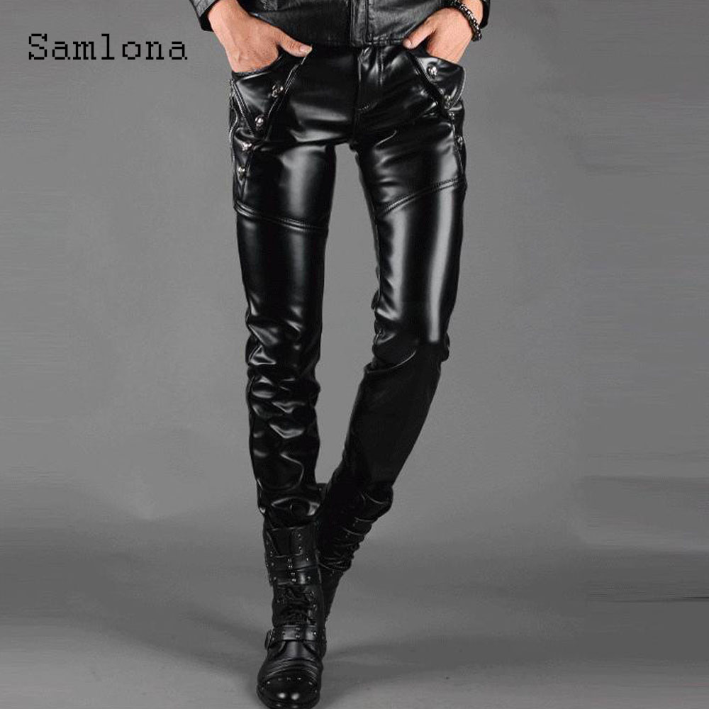 Men'S Fashion Pants 2025 - Pantaloni sexy in pelle Pu Grunge