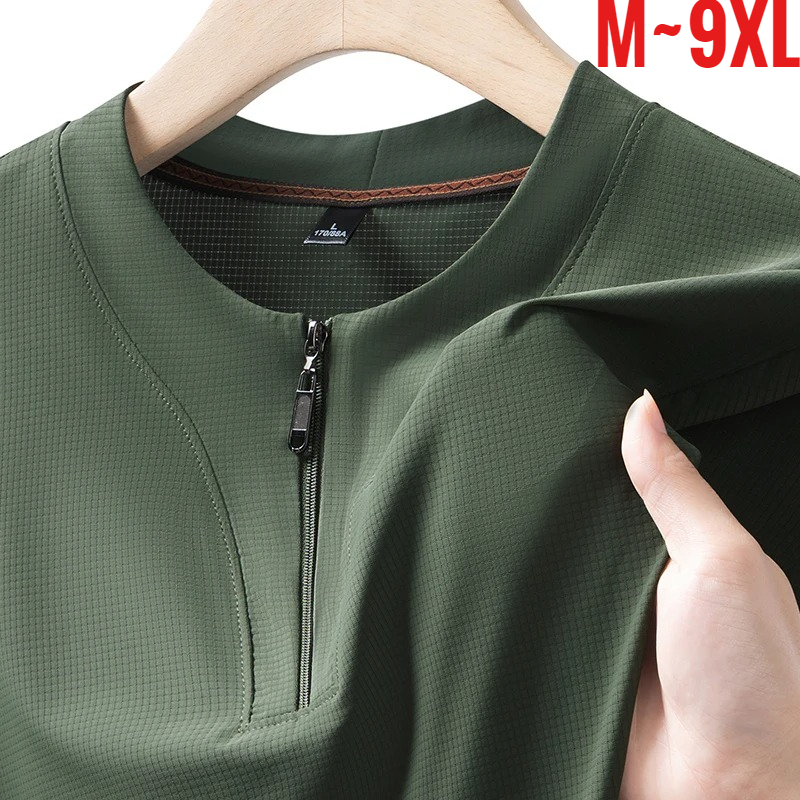 Mens Fashion Zip Up - Maglietta Henley da uomo taglia 9XL