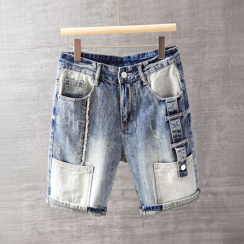 Mens Fashion Denim - Pantaloni jeans corti da uomo con