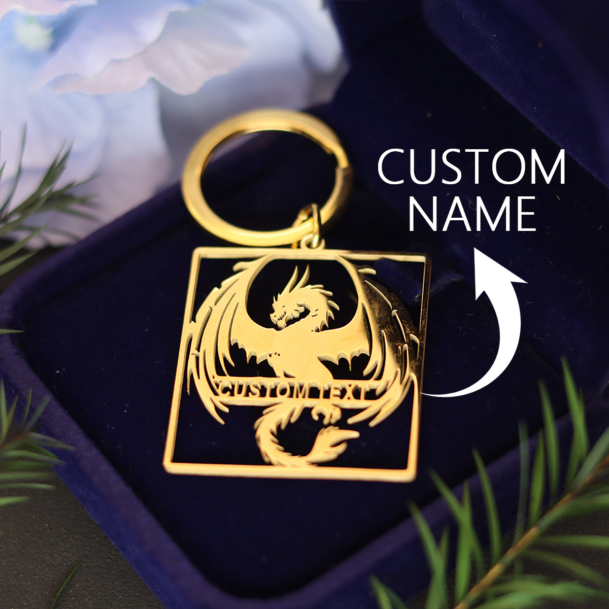 Men'S Fashion Gold Chain - QIAMNI Portachiavi personalizzato con drago magico