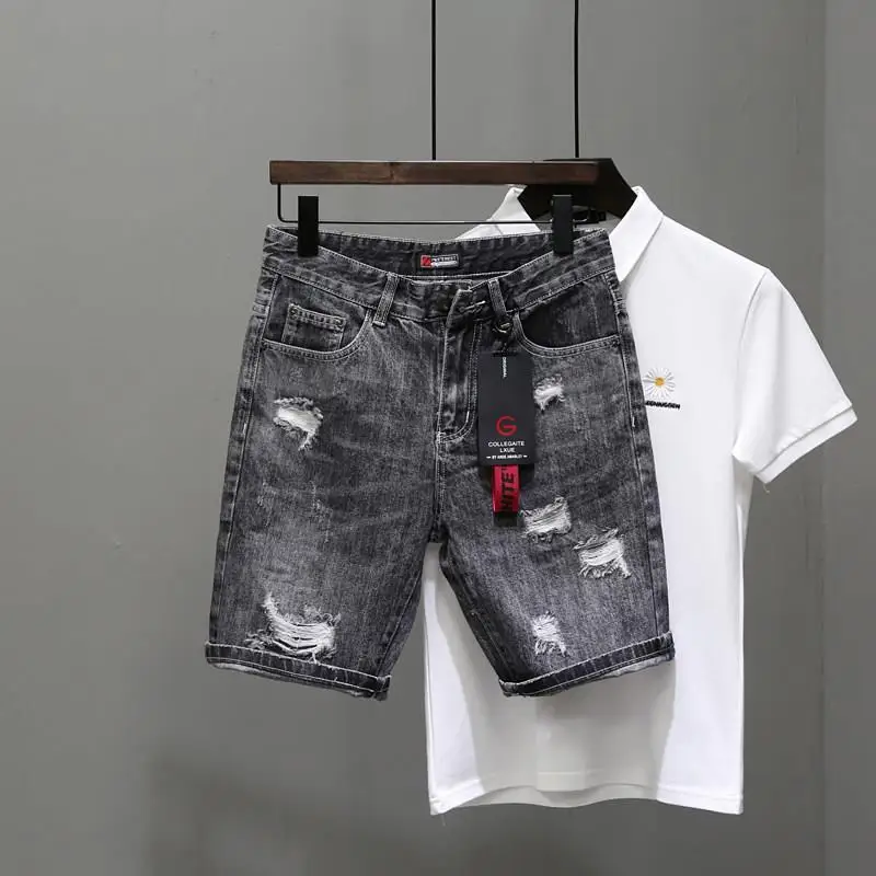 Mens Fashion Denim - Pantaloni Jeans corti da uomo nero